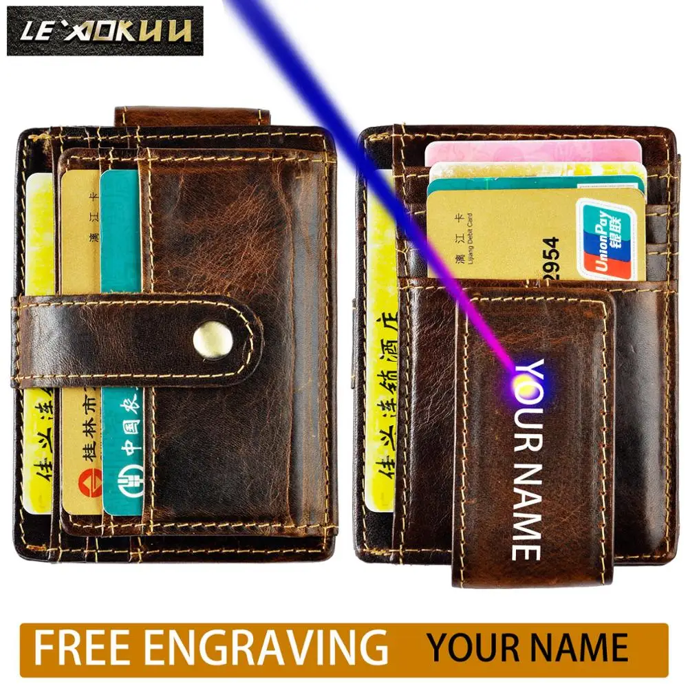 Мужской оригинальный кожаный Дизайнерский Модный тонкий кошелек для