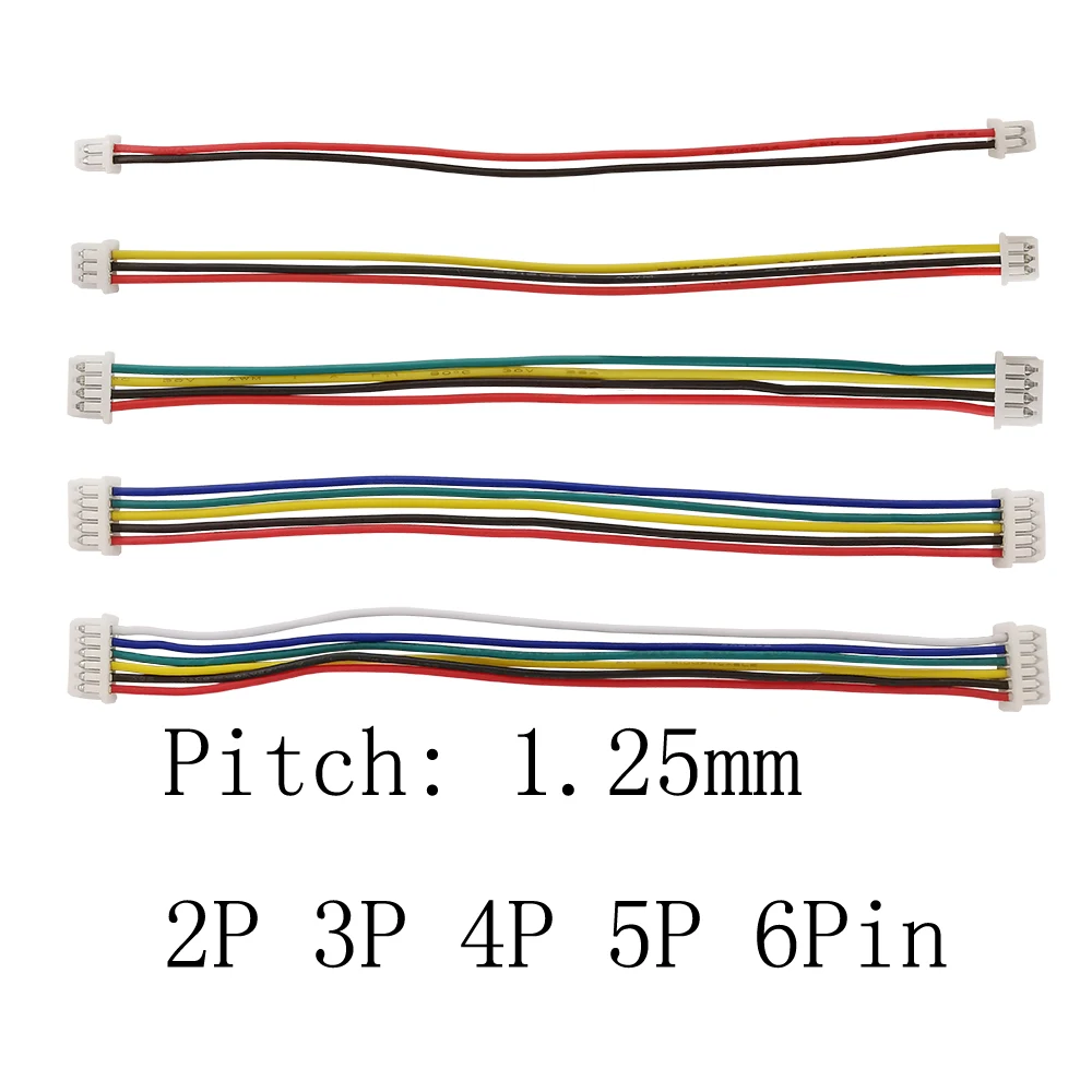 

5/10/20Pcs JST 1.25 Pitch 1.25mm Wire Cable Connector Micro JST Female Double Plug Electronic Wire Connectors 2P 3P 4P 5P 6Pin