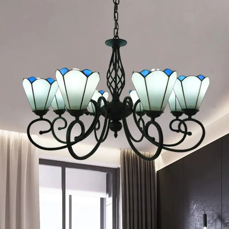 Европейская Люстра для гостиной средиземноморская синяя Тиффани спальни