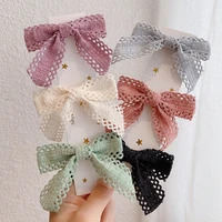 1pc women solid color lace bowknot hairpin sweet girls headwear duckbill clip fashion hair accessories
