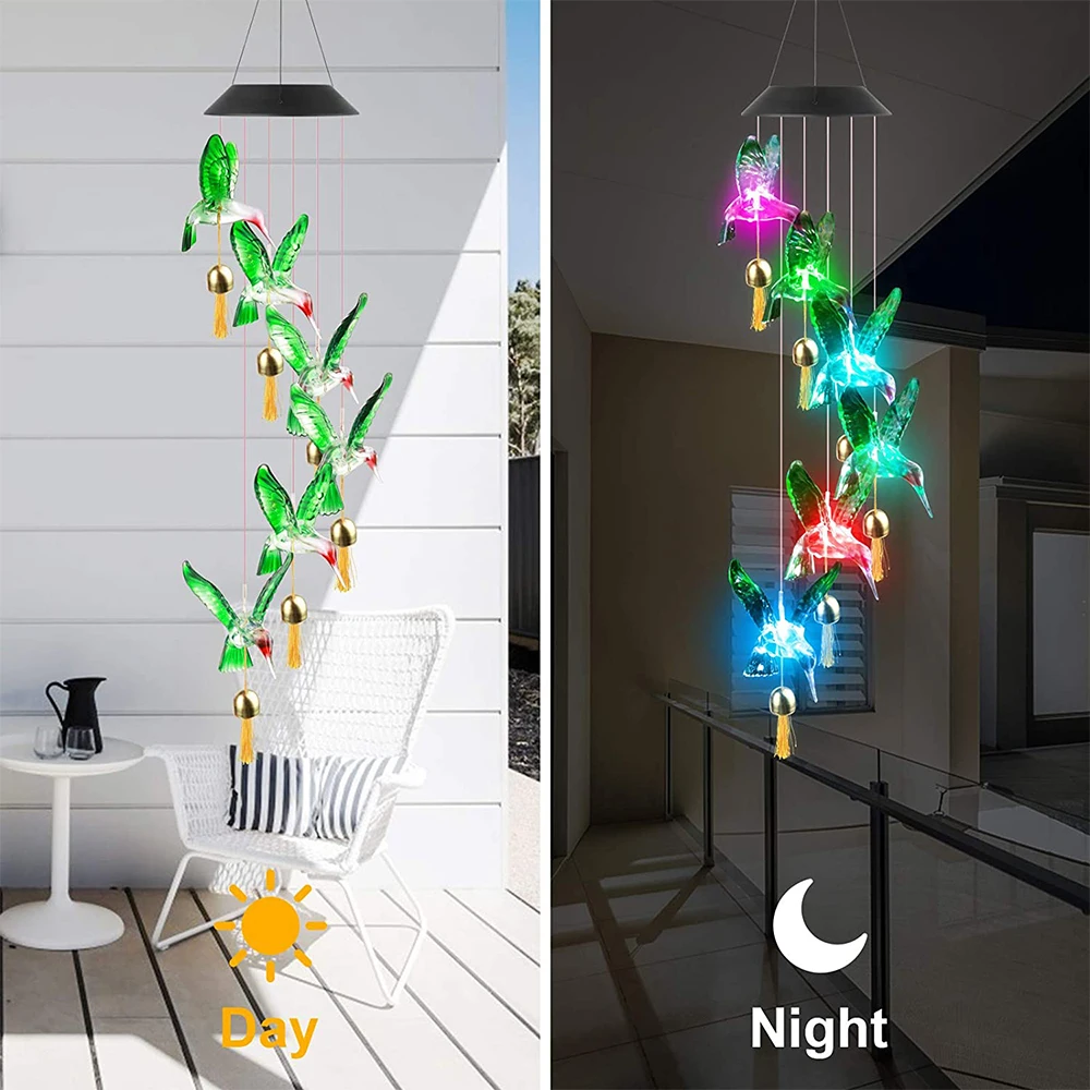 

Solar Butterfly Wind Chime Wind Chimes Outdoor LED Color Changing Waterproof Decorative Patio Lights for Home Party Yard Garden