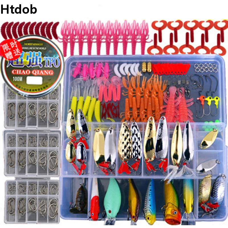 

17/44/177/301Pcs Fishing Tackle Box Lure Kit Set Spinner Lure Minnow Popper VIB Soft Spoon Crank Baits Fishing Hooks Accessories