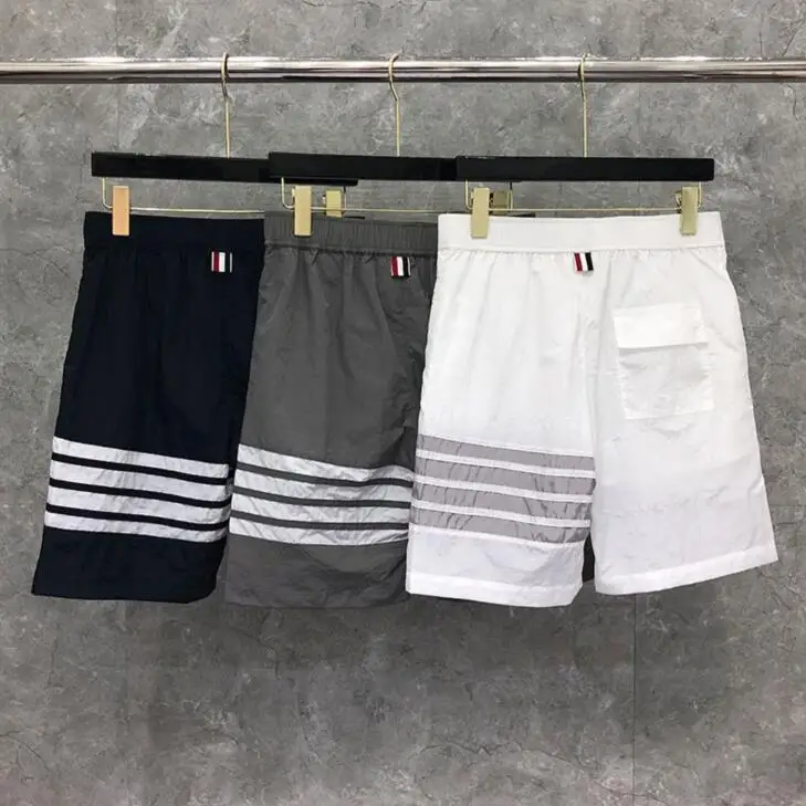 

Fashion TB 2021 THOM Brand Casual Shorts Men Summer Beach Shorts Sports Trousers Striped Panelled Jogger Track Shorts Ins