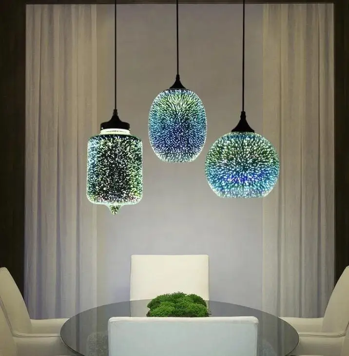 

Современная 3D цветная подвесная стеклянная люстра в виде Северной Европы с абажуром E27, светодиодная лампа для кухни, столовой, гостиной