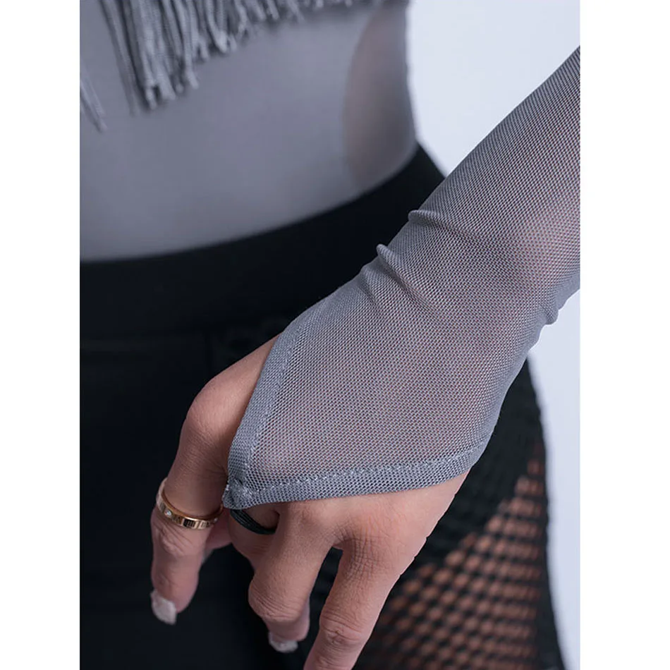 Женский боди для латинских танцев с длинным рукавом и v-образным вырезом топы