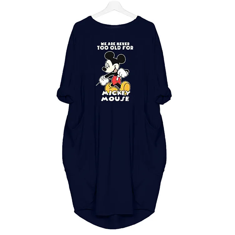 Navy Benemaker Plus 5XL Maternity Mickey Mouse Dresses Women's Pregnancy Long Sleeve Dress Clothes For Women Pregnant Nursing YC011 - Цвет: Navy