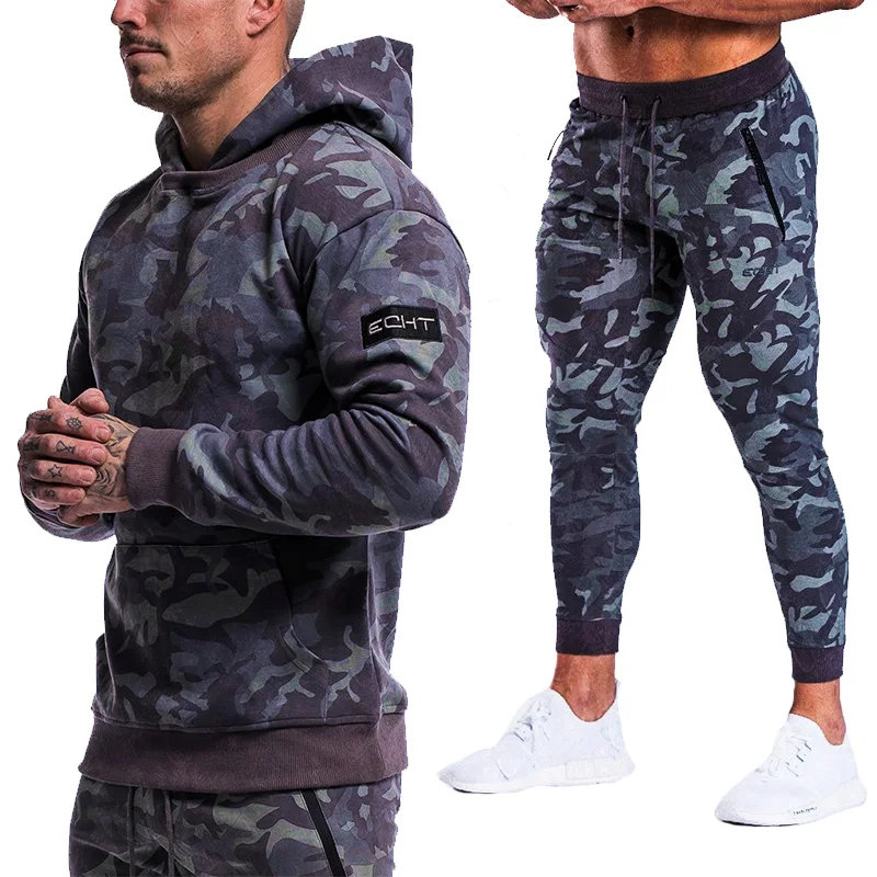 sets 2 Новинка, спортивные костюмы Для мужчин s Мода костюм Для мужчин с камуфляжным принтом, толстовка с капюшоном+ спортивные штаны Для мужчин спортивная одежда спортивный костюм толстовки, Комплект для мальчика - Цвет: sets 2