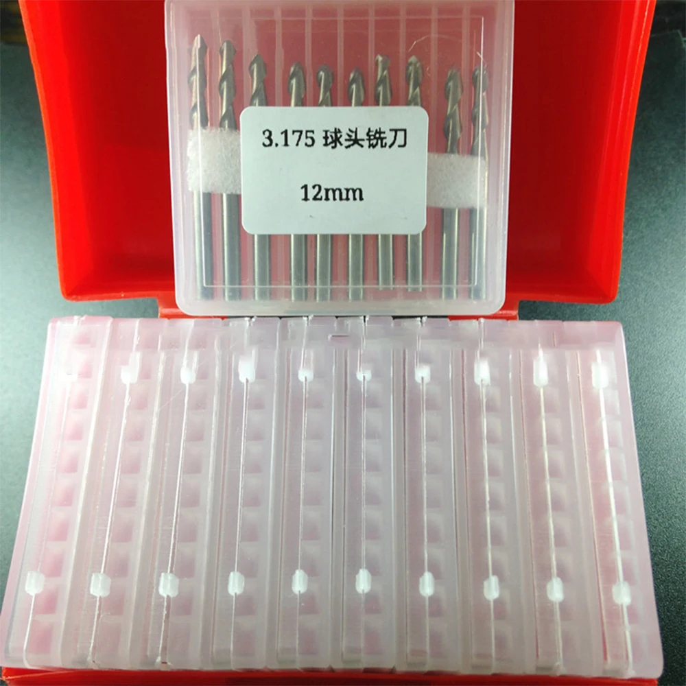 

10pcs 3.175mm Double-edged Spiral Milling Cutter Ball Head Twist Cutter CNC Engraving Machine Accessories