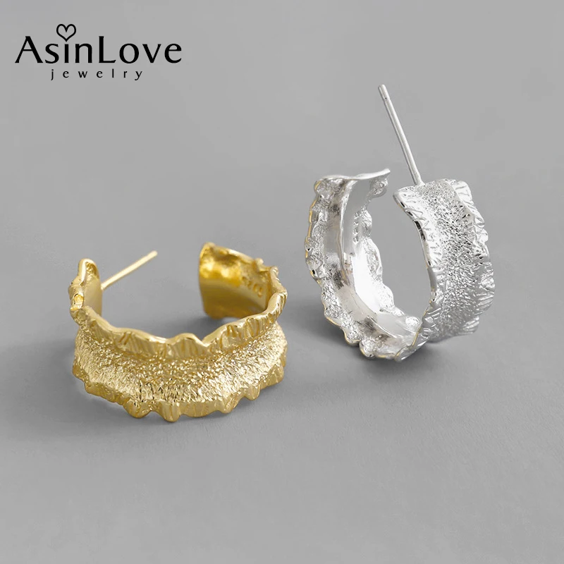 

AsinLove модные уникальные INS ювелирные изделия 18K Золото Волна песок поверхности широкое серьги женский шарф из настоящей шерсти кролика, стер...