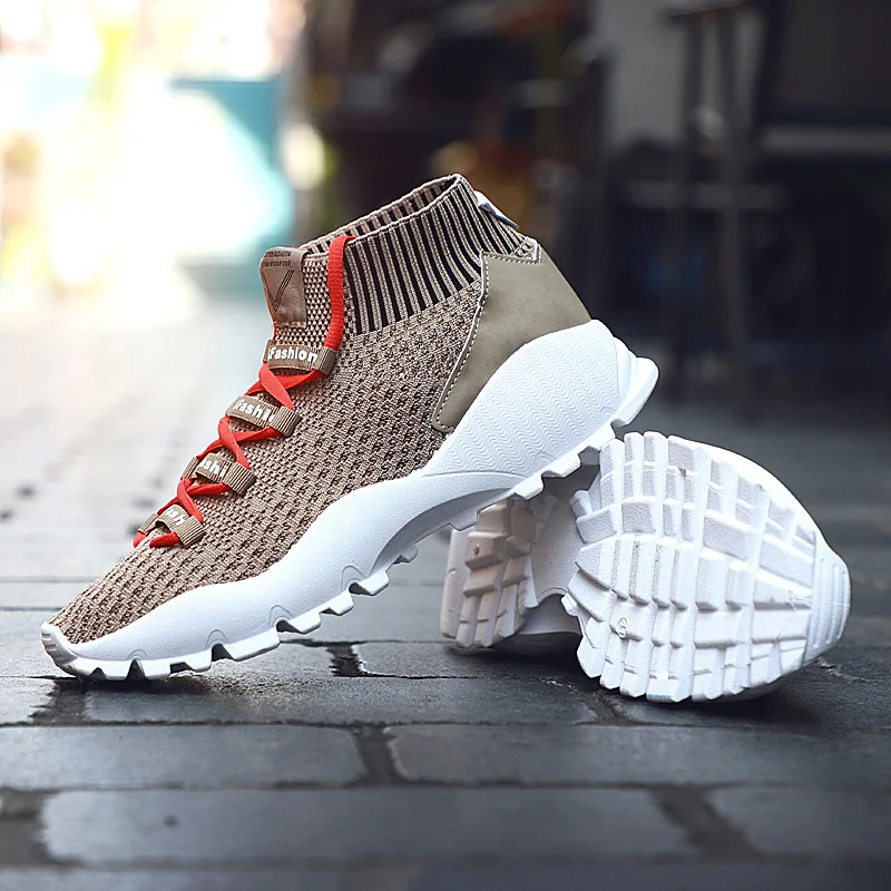 Кроссовки мужские высокие Вулканизированная подошва удобная повседневная обувь