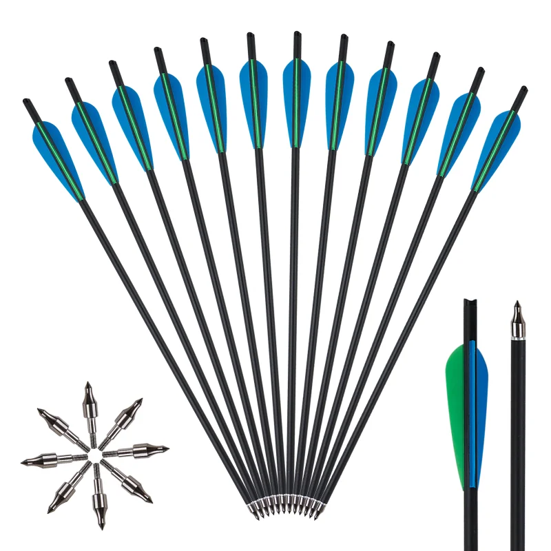 

toparchery Carbon Arrows for Crossbow 20Inch Crossbow Arrows for Outdoor Shooting Hunting Archery Arrows
