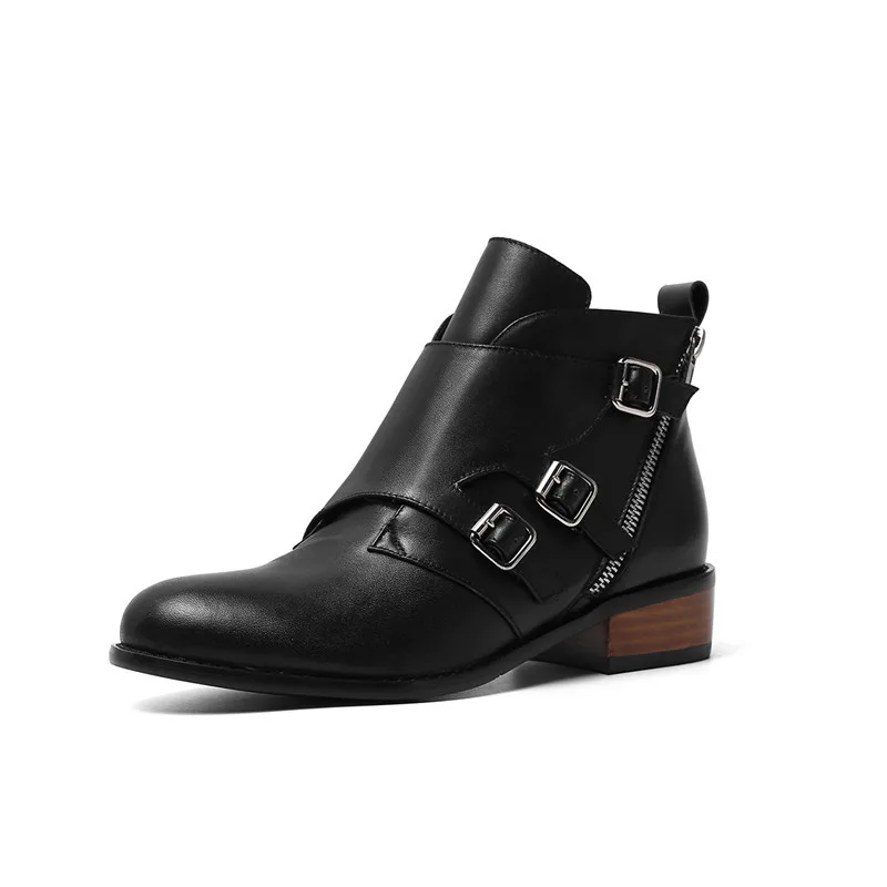 YMECHIC/байкерские кожаные ботильоны Новинка осенне-зимние ботинки с пряжкой в