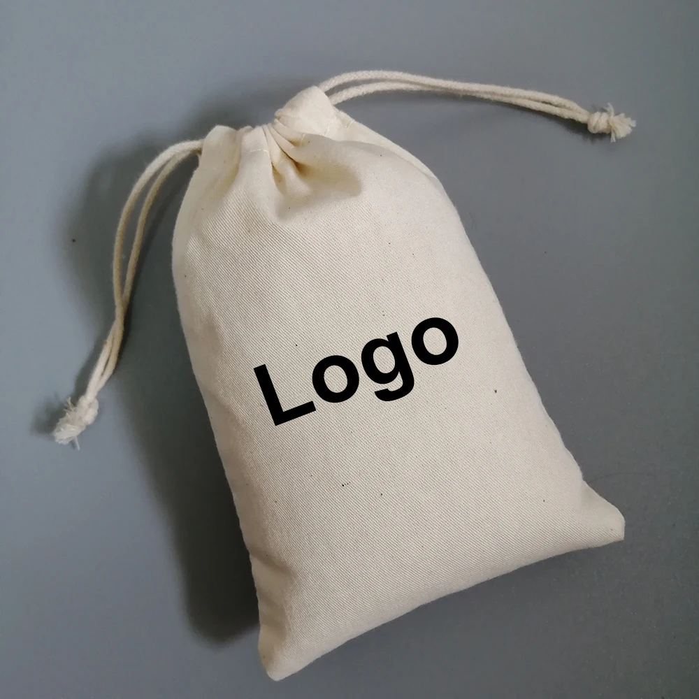 (100pcs/lot) Personalized custom logo cotton make up bag gift pouch with your design printed