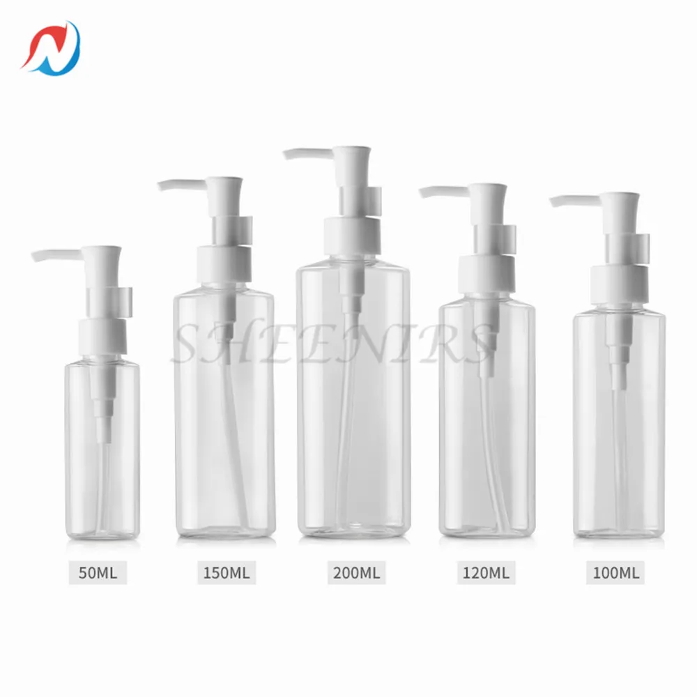 

Sheenirs 10PCS 200ml Portable Empty Refillable Clear Plastic Lotion Pumps Dispenser Bottle Container Holder For Cosmetic Makeup