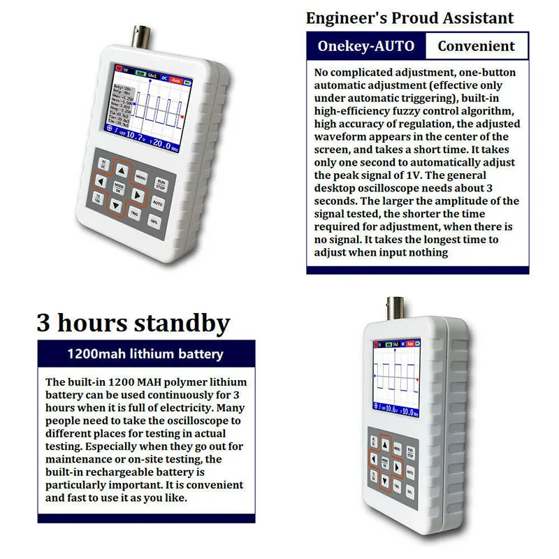 Цифровой осциллограф с полосой 5 м портативный мини-осциллограф 20 Мвыб./с для DSO