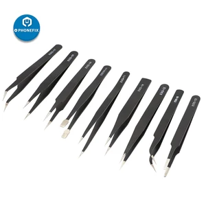 9 шт. антистатические щипцы ESD, инструмент для обслуживания, нержавеющая сталь, многофункциональный прецизионный изогнутый Прямой пинцет, инструменты для ремонта