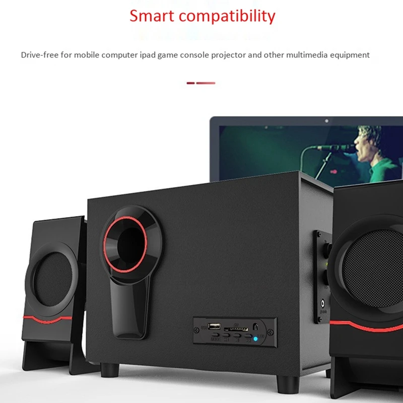 Компьютерные колонки деревянные 2 1 Мультимедиа сабвуфер Bluetooth аудио USB Динамики