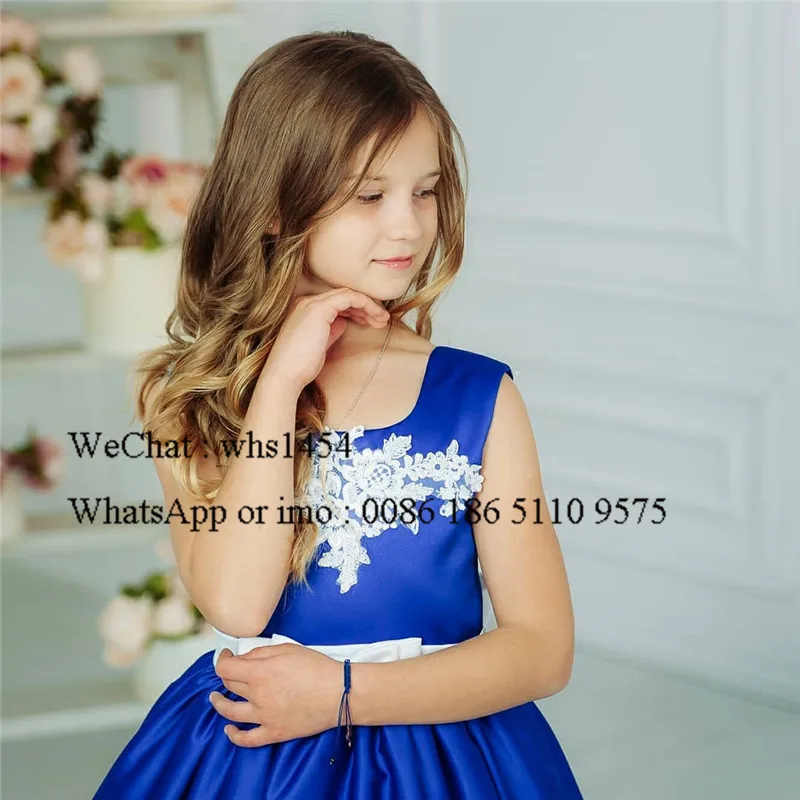 Mbcullyd/платье для девочек с цветочным принтом Королевского синего цвета 2020 пышные