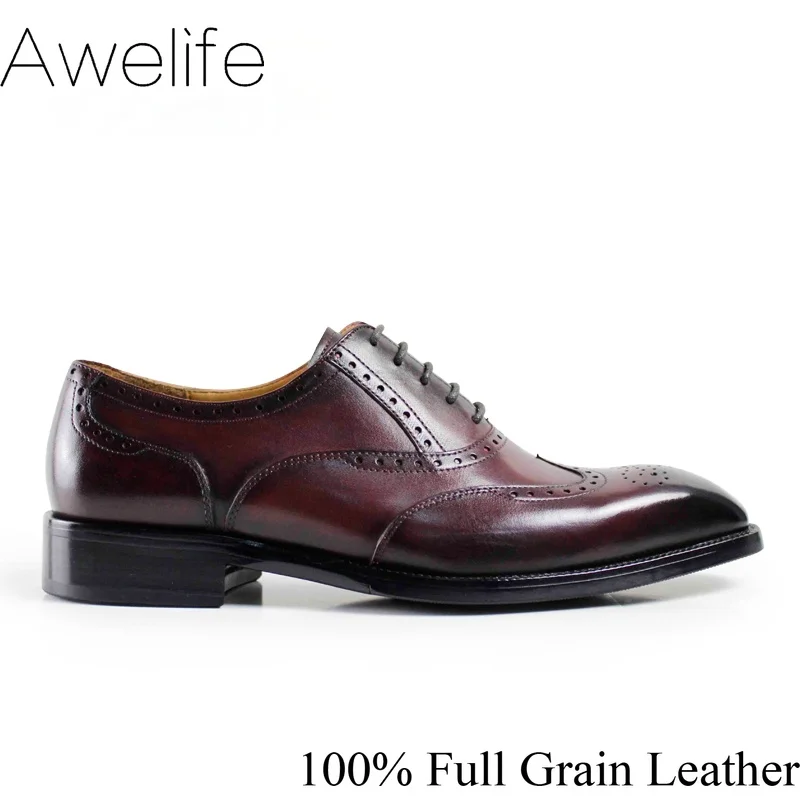 

2021 Vintage Patina Men Oxford Shoes Handmade Custom Goodyear Welted Party Dress Shoe Male Genuine Leather Brogue Zapato