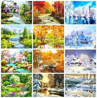 diamond painting four seasons landscape spring 5d diamond embroidery mosaic cross stitch autumn and winter home decoration gift