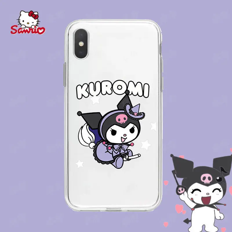 

Sanrio Kuromi Transparent Cartoon Phone Case for iPhone12 12Pro 12Promax 11 Pro 11Promax Mini X XS MAX XR 7 8 Plus Cover