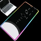 Коврик для мыши с рисунком в виде белой Луны на черном фоне RGB, коврики для мыши для ноутбука и ПК, светящиеся Нескользящие Коврики для мыши для геймеров LXLXXL