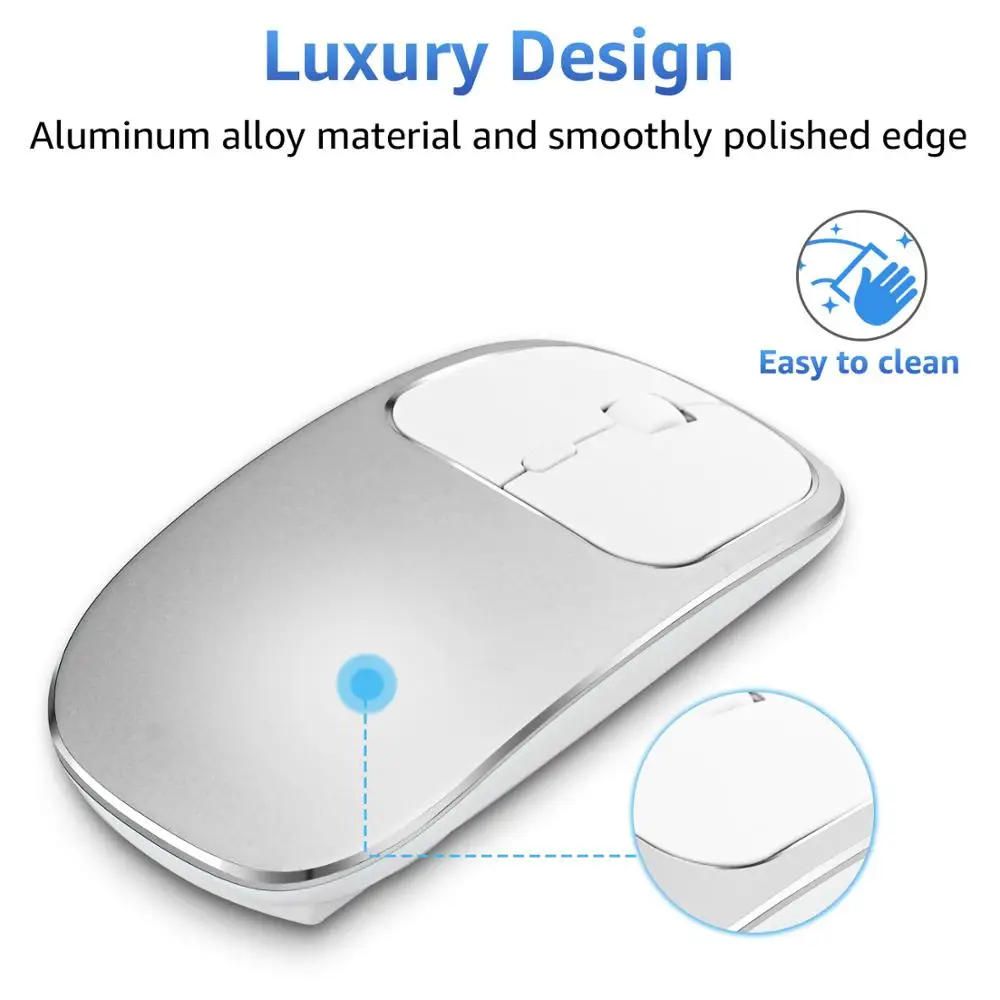 Aluminum Alloy Dual-mode Wireless Bluetooth Mouse Rechargeable Silent Cute Ultra-thin for Macbook ipad 10.2 | Компьютеры и офис