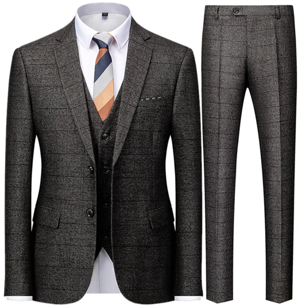 

Blazers Jacket Pants Vest / Nice Vogue Pop Men's Casual Boutique Business British Plaid Striped Suit Coat Trousers Waistcoat