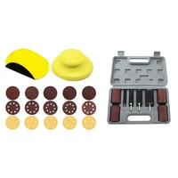 2 pcs 5 inch hand sanding blocks with 15 pcs 5 inch hook and loop discs with drum sander kit sanding belt sandpaper