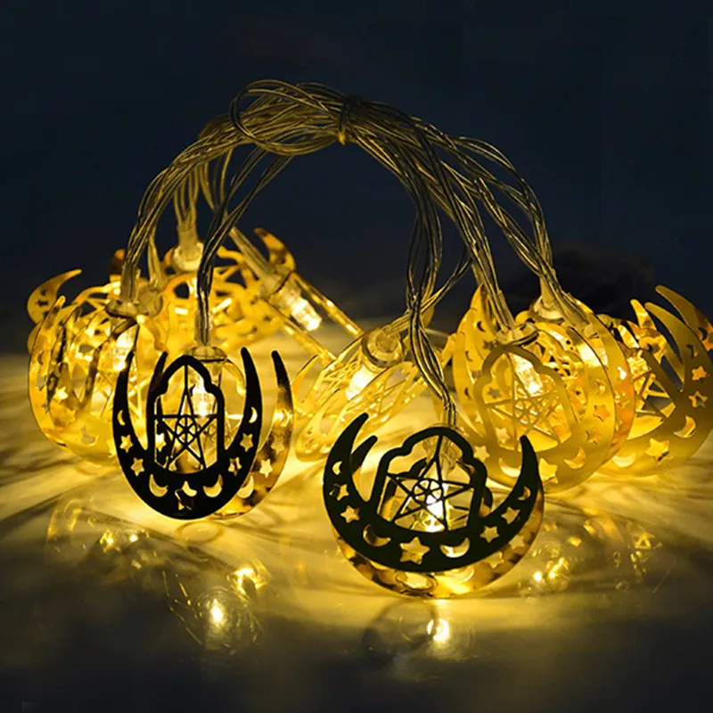 

1,65 м 10 светодиодный украшения на Рамадан светодиодный свет с изображением луны и звезд, гирлянды для ИД Мубарак вечерние поставки мусульман...