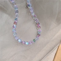 colorful acrylic heart pendant necklace imitation pearl girl women friends party korean fashion elegant jewelry necklace gift