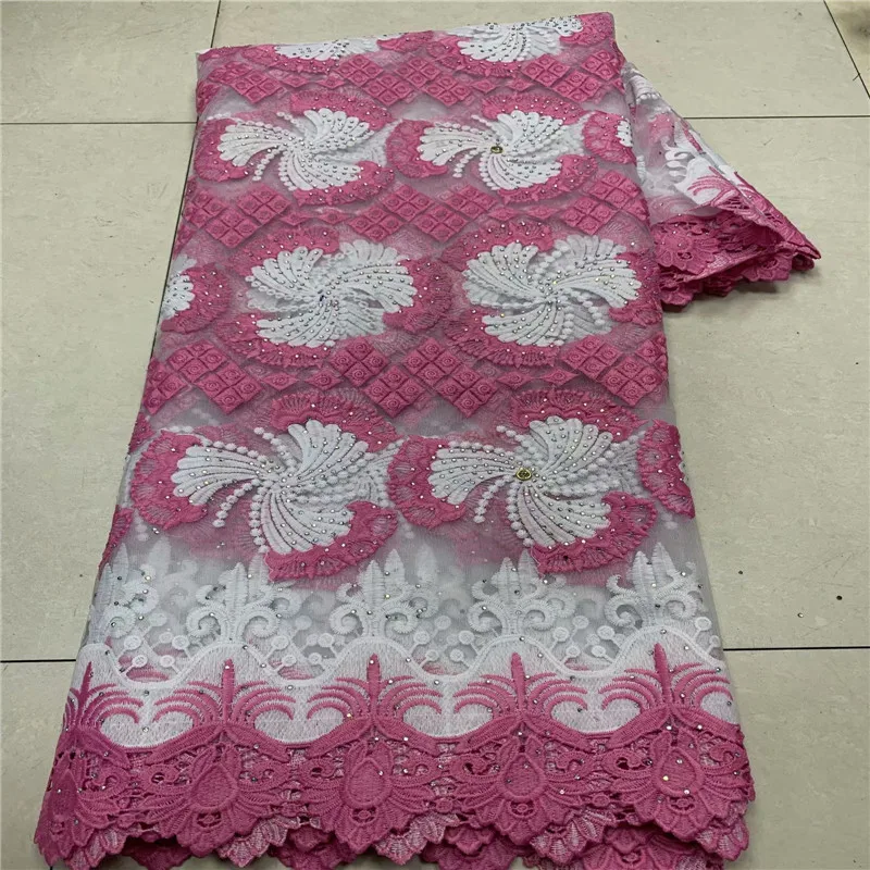 

High Quality Water soluble stones Lace In Switzerland Nigerian Lace Fabrics African Cotton Voile Lace Fabric For Wedding Dress