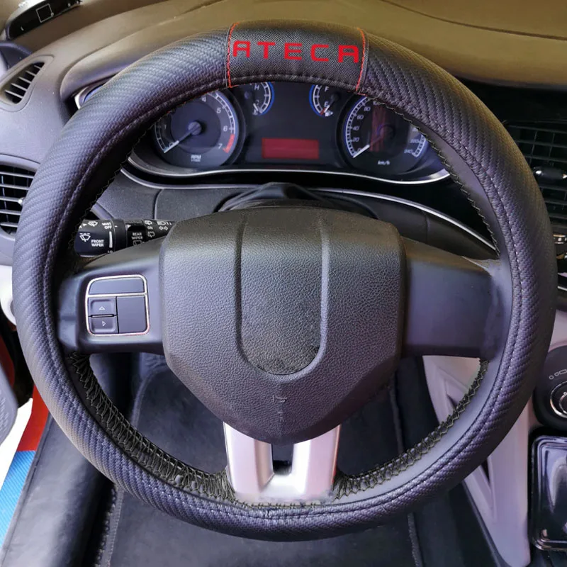 Кожаные чехлы для рулевого колеса из углеродного волокна Seat Ateca 38 см чехол