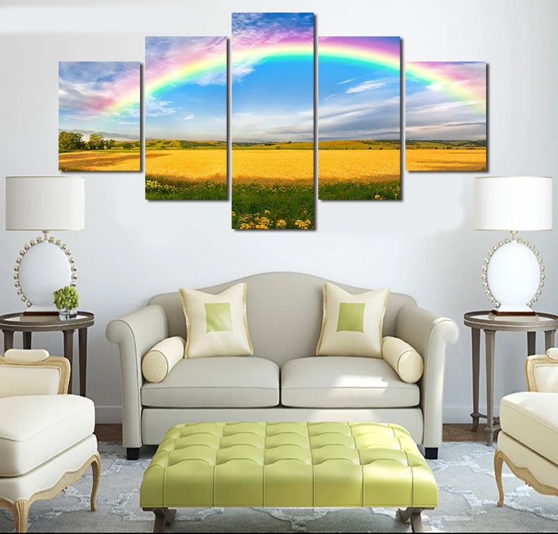 

5 Panel Beautiful Rainbow wheat Field Diy Diamond Painting Full Square Round Diamond Embroidery Sale Mosaic Cross Stitch Gift