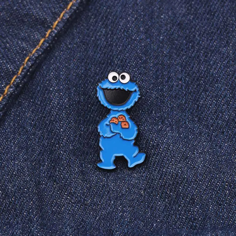 Улица Сезам брошь Elmo на булавке большая птица брошь печенье монстр нагрудные булавки для детской одежды DIY наклейки детская футболка симпатичный значок - Metal color: 3
