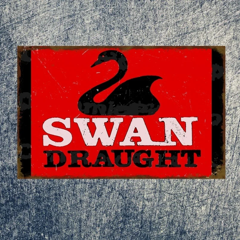 

Классический лебединый рисунок в деревенском стиле, винтажный жестяной знак, металлический художественный постер