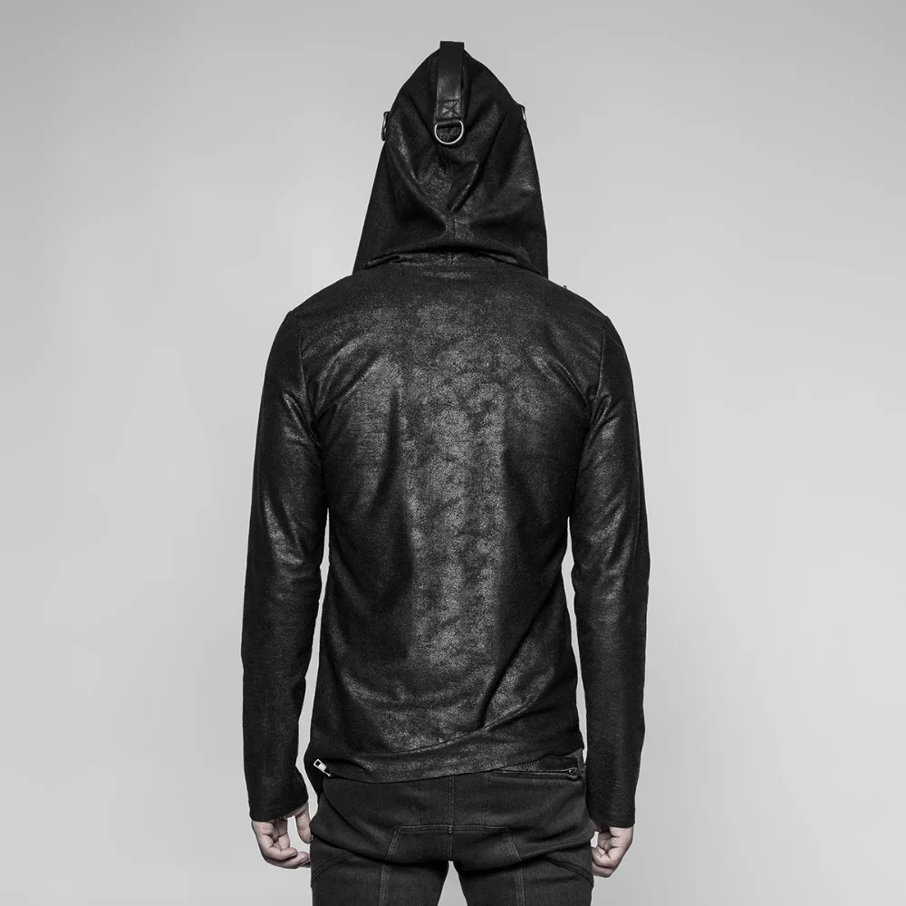 Мужской трикотажный пуловер на молнии Черный Повседневный с капюшоном в стиле