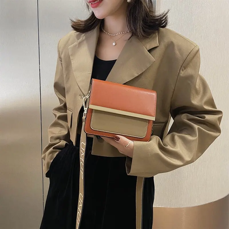 

Fashion Panelled Small Square Bags For Women 2020 Luxury Designer Crossbody Shoulder Bag New Soft Leather Female Handbags Purses