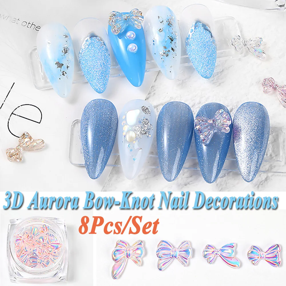 Смешанные Красочные AB Кристалл ногтей Цветок Узел галстук бабочка Аврора