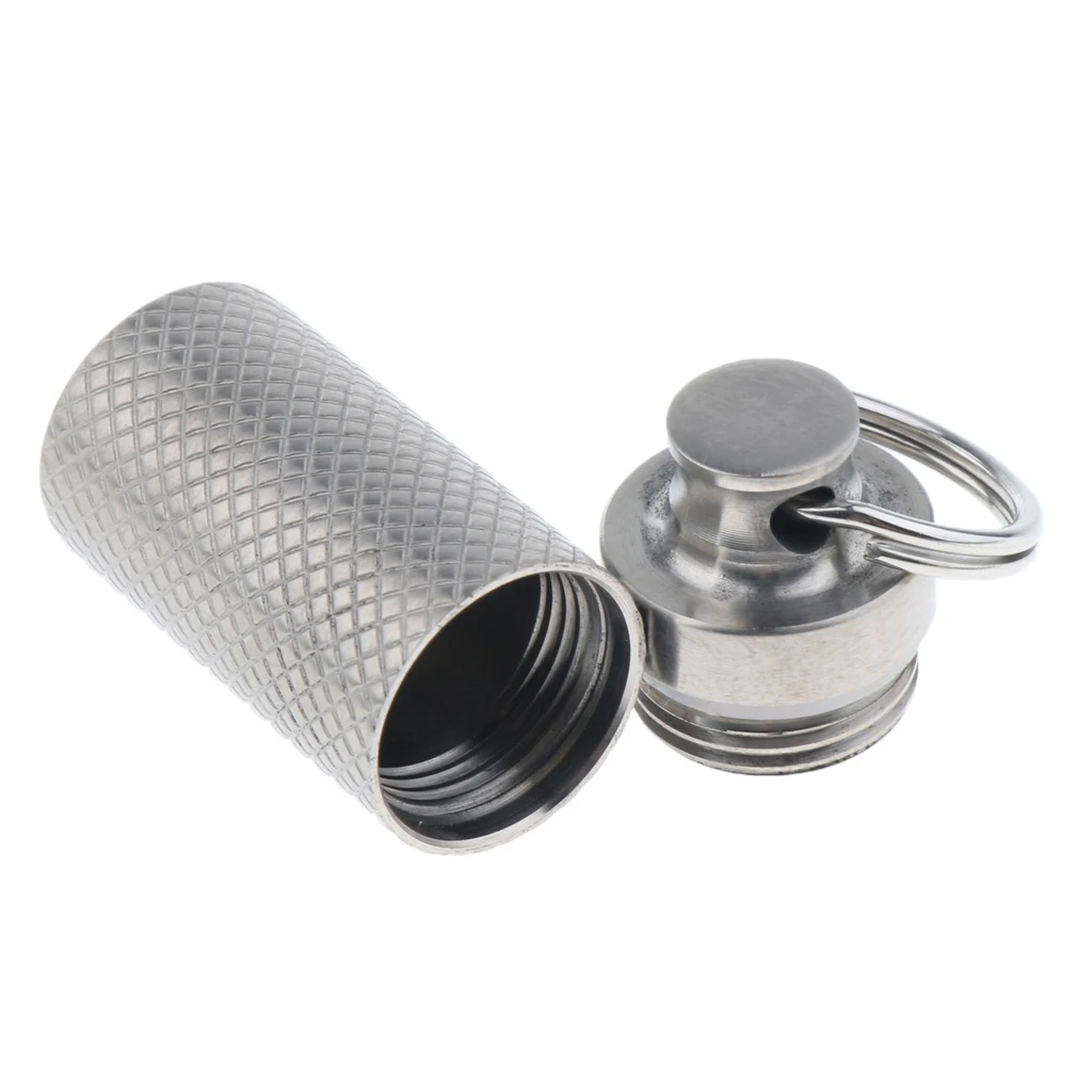 

Portable Waterproof Titanium Pill Box Case, Mini Capsule Container Keychain for Camping, Hiking, Travel, Backpacking, Climbing