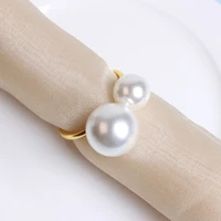 12pcslot goldsliver hotel home metal pearl table top decoration napkin ring holder for wedding xm 1037