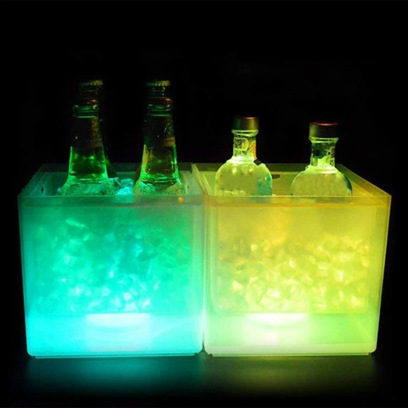 Light-Up LED Wine Bucket Battery Operated Multi Color Changing Lights 5L Cooler Square Drink for Party Bar | Дом и сад