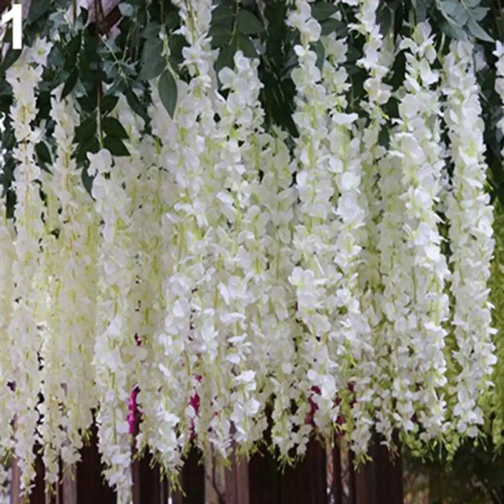 

Artificial Wisteria Flowers Vine Silk Flower Wedding Garden Party Hanging Decor Outdoor home office hotel decor