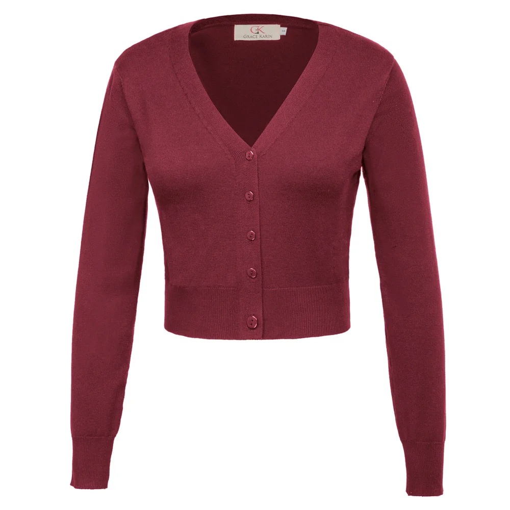 

New Women V-Neck Cropped Cotton Jumper Knitwear Knitting Coat Cardigan Jacket