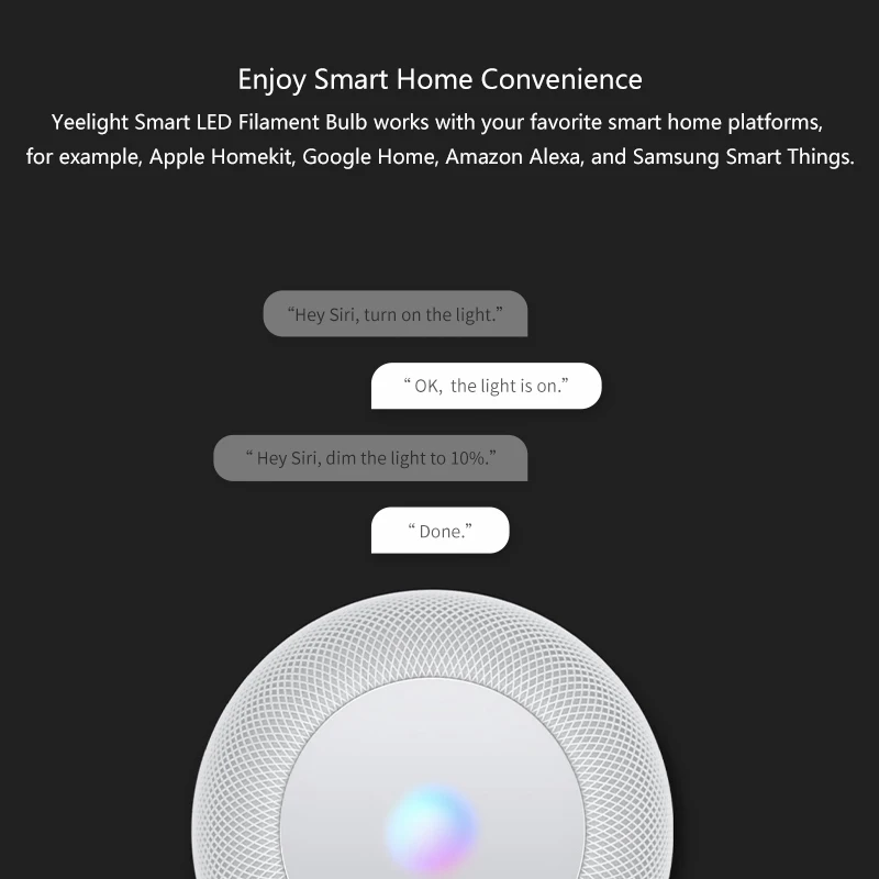 Yee светильник Smart LED лампа накаливания ST64 Ретро Эдисон теплый E27 6W 220V 2000K Wifi