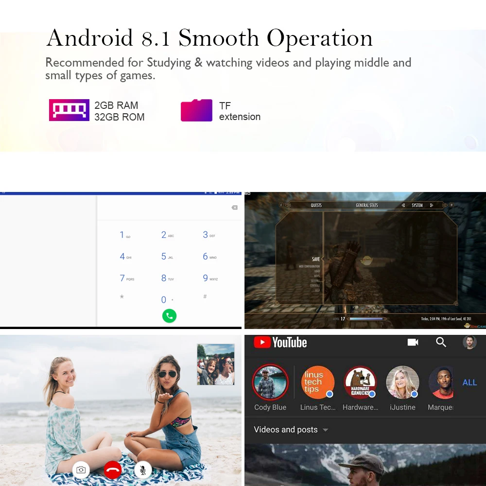 ES EU Spain Russia In Stock 10 Inch Tablet Android 8.1 2.5D Tempered Glass 4G Phone Call Octa Core 2GB+32GB 10.1 Pc | Компьютеры и