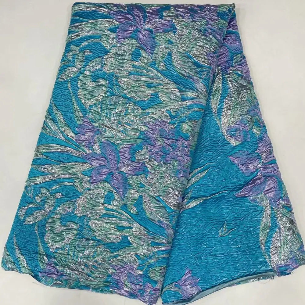 (5 ярдов/шт) Высокое качество партия африканского кружева бирюзового синего