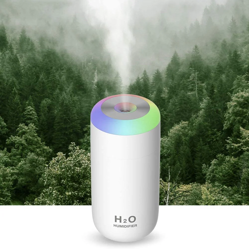 

USB Humidifier 350Ml,Mini Portable Quiet Mist Air Humidifiers,Home Office Room Car Diffuser with LED Night Lights