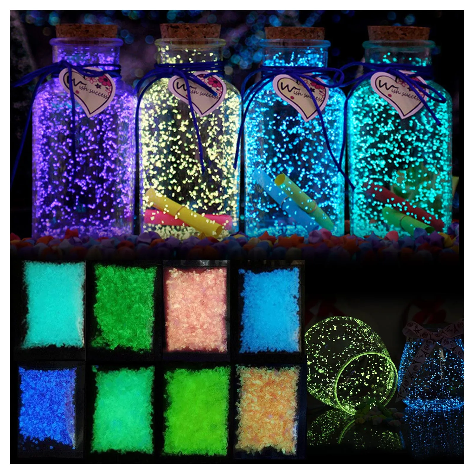 

Luminous Sand Stones Glow In The Dark Sand For Aquarium Fish Tank Decoration Star Wishing Bottle Fluorescent Particles Kid Garde