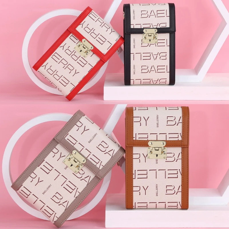 

Baellerry Brand Retro PU Letter Printing Ladies Shoulder Bag New Mobile Phone Bag Messenger Bag Wallet Girl Chain Bag
